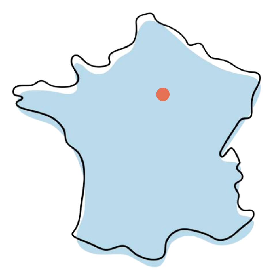 carte de la France avec point à Chatenay-sur-Seine