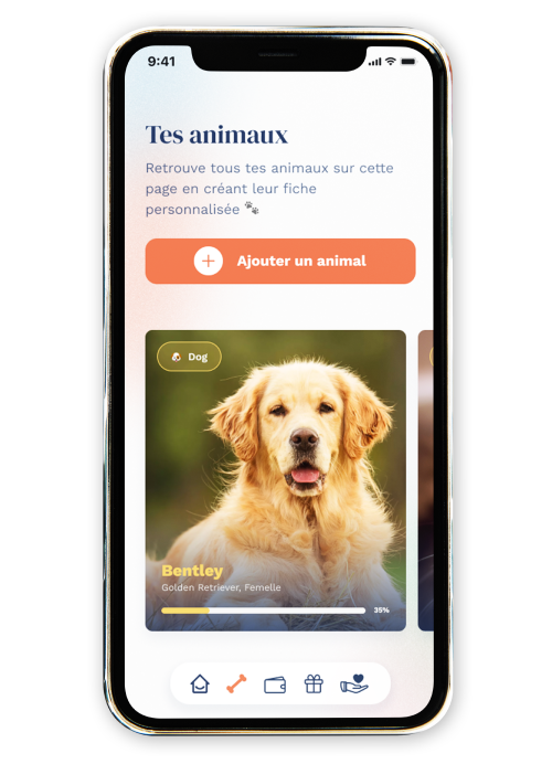 téléphone avec l'écran tes animaux de l'application