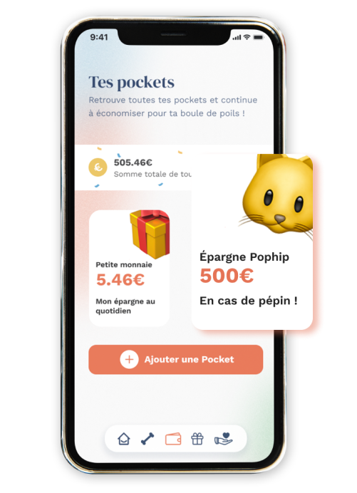 téléphone avec l'écran tes pockets de l'application