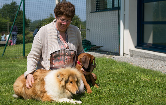 Nathalie Simon avec ses chiens