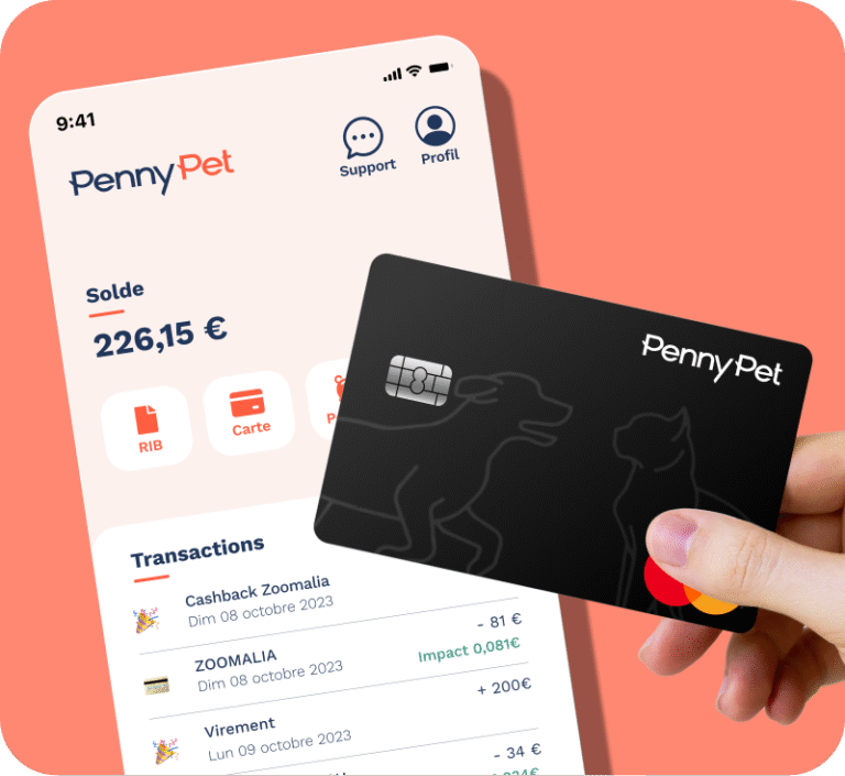 image de l'application pennypet et la mastercard